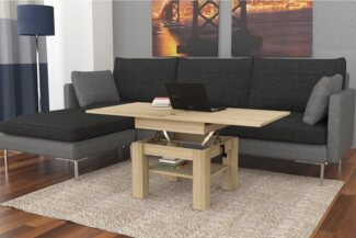 designimpex Couchtisch Design Cleo stufenlos höhenverstellbar aufklappbar Esstisch