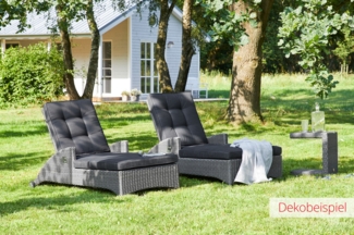 Gartenliege Barcelona, Rattan, Schwarz, 70 x 85 x 188 cm