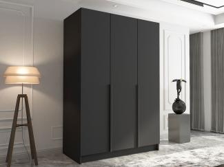 Drehtürenschrank Cikzori I, Kleiderschrank mit 3 Türen (Farbe: Schwarz)