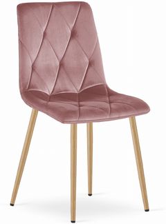 Valora TYRA Stuhl, rosa Samt, Holzbeine