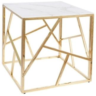 Couchtisch Glastisch Escada B 55 x 55 x 55 cm Gold Marmor weiß