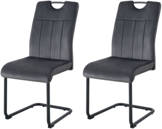 Lyon Stuhl 2er Set - Stuhl (B/H/T): 43 x 98 x 61 cm in Anthrazit