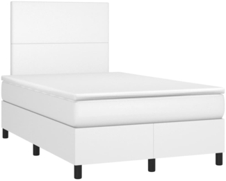 vidaXL Boxspringbett mit Matratze Weiß 120x190 cm Kunstleder 3269966