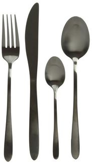 Besteck Set BRIT - Edelstahl - 16-teilig - je 4x Messer, Gabel, Löffel, Teelöffel - schwarz matt