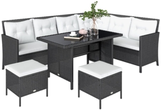 Outsunny Gartensofa Sitzgarnitur Sitzgruppe, Sitzgarnitur Sitzgruppe 18 Teile, 6 tlg. Polyrattan Sitzgruppe Sofagarnitur Gartenset Sessel Hocker Set