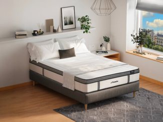 Vente-unique - Taschenfederkernmatratze Memory Schaum - 180 x 200 cm - Hybridmatratze - 7 Zonen - Stärke 30 cm - OLIANE von YSMÉE