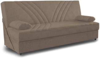 Dmora 3-Sitzer Schlafsofa Apicella, Sofa mit Stauraum und 2 Kissen inklusive, Wohnzimmersofa aus Stoff mit Klick-Klack-Öffnung, 181 x 81 x 88 cm, Beige