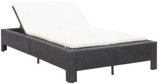 vidaXL 2-Personen-Sonnenliege mit Auflage Schwarz Poly Rattan 46238