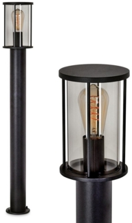 hofstein Pollerleuchte moderne Sockelleuchte aus Metall/Glas in Schwarz/Rauchfarben, ohne Leuchtmittel, Wegeleuchte 100 cm, Gartenlampe, Gartenbeleuchtung IP54, 1 x E27