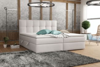 Boxspringbett Schlafzimmerbett ARTURO 140x200cm Stoff Soro Hellgrau