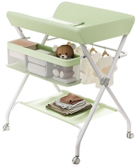 GarveeMore Wickeltisch Klappbare,Mobiler Wickeltisch Mit Lagerregal und Ablagekorb, Reisewickelkommode,Leitplankendesign