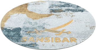 Sansibar Teppich Keitum 012, rund, Höhe: 3 mm, Flachgewebe, modernes Design, Motiv Sylt & gekreuzte Säbel