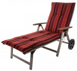Sun Garden Liegenauflage Rollliege Naxos 20208-3 terracotta-rot gestreift 190 x 60 x 6 cm SG, (1 St), Halteband Gummi mit Bindebändern Halteband Gummi