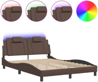 vidaXL Bettgestell "Viana" mit LED ohne Matratze Braun 140x190 cm Kunstleder 3214017