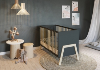 FabiMax Babybett Lunara 120x60 cm, 3-fach höhenverstellbarer Lattenrost, Umbaubar zum Juniorbett