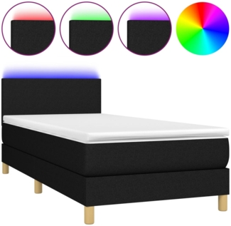 vidaXL Boxspringbett mit Matratze & LED Schwarz 90x190 cm Stoff 3133519