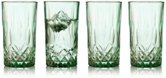 Lyngby Glas Highballglas Sorrento 4er Set, Longdrinkgläser, Cocktailgläser, Glas, Grün, 380 ml, 27779