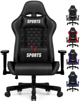 Homimaster Gaming-Stuhl Gaming Stuhl, Bürostuhl Wippfunktion bis zu 165° (Gaming Chair mit verstellbaren Lendenkissen, Armlehne und Kopfstütze), Gamer Stuhl Bequeme Sitzkissen, Gaming Stuhl 150 kg belastbarkeit