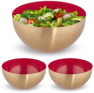 3 x Edelstahl Salatschüssel rot/gold 10046437