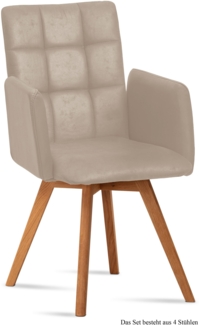 Armlehnstuhl (4er-Set) Dione 52 x 91 x 60 Eiche geölt/Natur
