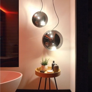 s.luce Sphere Pendelleuchte Glaskugel Chrom, Rauch Ø 20cm