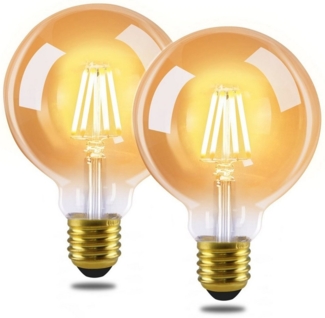 ZMH LED-Leuchtmittel 2 Stück LED Glühbirne E27 Vintage Lampe - G95 Warmweiß, E27, 2 St, Birne Glas Antike Energiesparlampe für Haus