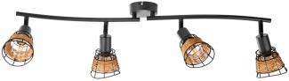 Nino Leuchten Deckenleuchte 4-flammige Deckenlampe Draht Schwarz Rattan 81340408