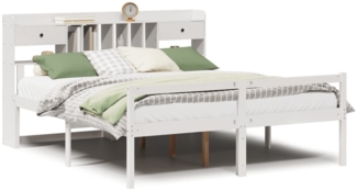 vidaXL Massivholzbett mit Regal ohne Matratze Weiß 180x200 cm Kiefer 3322062