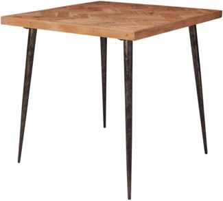 Esszimmertisch 80 x 76 x 80 cm Massivholz Akazie / Metall Industrial, Esstisch Massiv Klein, Küchentisch Holztisch Esszimmer, Kleiner Speisetisch Holz, Massivholztisch Quadratisch