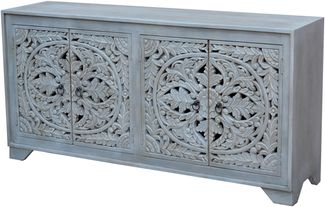 Sideboard >Kalita< in Grau, Massivholz - 170x85x40cm (BxHxT)