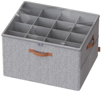 SONGMICS Schuh-Organizer, Schuhaufbewahrung, für 16 Paar Schuhe, Schuhbox, Griffe, platzsparend, Aufbewahrungsbox mit transparentem Deckel, anpassbar, für Schrank, taubengrau