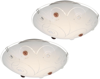 2x LED Deckenleuchte, Chrom, Glas satiniert, CCT, 41,5 cm