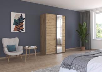 rauch Kleiderschrank, Schwebetürenschrank KRONACH, 2-türig, Spiegel teilaufgelegt, Eiche Artisan, 131 x 210 x 59 cm