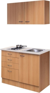 Flex-Well Küchenzeile Nano, Gesamtbreite 100 cm, mit Kochfeld und Spüle, viele Farbenvarianten