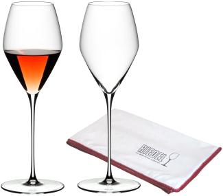 Riedel VELOCE Rosé Weinglas 2er Set + Poliertuch