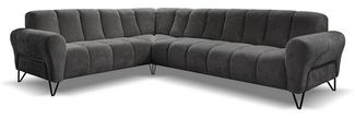 Beautysofa Ecksofa mit Metallbeine in schwarzer VOLARE L, mit höchstem Sitzkomfort, ohne Schlaffunktion