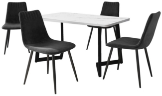 MODFU Essgruppe Esstisch mit 4 Stühlen Set, (Modernes Tisch- und Stuhlset, Marmor gemusterter Esstisch, 5-tlg, Klassische und elegante Stühle), Esstisch mit 4 Stühlen Set Küchen Tisch Esszimmerstuhl