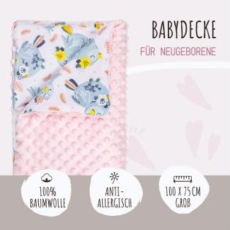 Babydecke LULANDO 100x75 cm flauschige Kuscheldecke für Neugeborene, Lulando, antiallergisch, pflegeleicht, 100% Baumwolle