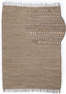 carpetfine Teppich Kelim Chindi uni, rechteckig, Höhe: 5 mm, Wendeteppich, reine Baumwolle, handgewebt, Uni-Farben, mit Fransen