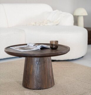 Maison ESTO Couchtisch MARON rund Ø 66 cm Mango Holz Wohnzimmertisch