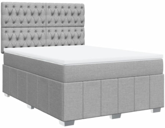 vidaXL Boxspringbett mit Matratze Hellgrau 140x200 cm Stoff 3291698
