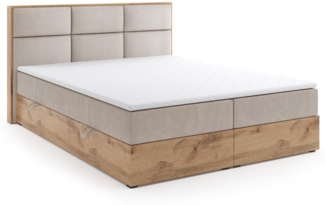 Labett Boxspringbett aus Holz im Loft-Stil LOLY 140x200 160x200 180x200 200x200 (2 Bettkästen, Topper), 7-Zonen Taschenfederkernmatratze H3 oder H4