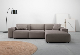 andas Ecksofa Glimminge auch in Breitcord, Feincord, Bouclé + Easy care-Bezug, L-Form, Breite 294, Zierkissen
