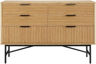 Kommode breit 120cm Eiche Echtholzfurnier Sideboard Wohnzimmer Schrank Anrichte