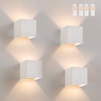 ZMH 4er Set LED Außenwandlampen, Warmweiß IP65, für Wohnung, Schlafzimmer, Flur, Treppenhaus