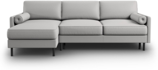 Micadoni Ecksofa Scott 5-Sitzer Strukturierter Stoff Hellgrau Links 140x200