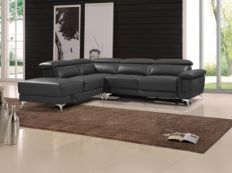 Vente-unique - Relaxsofa Ecksofa Leder elektrisch - Ecke Links - Anthrazit - PASCALINE