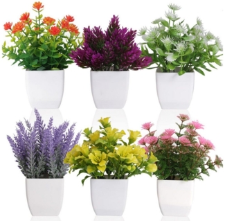 Künstliche Zimmerpflanze 6-teiliges Set künstlicher Blumentöpfe, Mini- Kunstpflanzen mit Topf, Coonoor, Tischdekoration Künstliche Zimmerpflanze für Zuhause/Büro/Draußen
