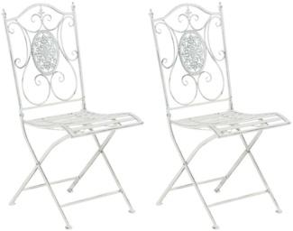 TPFGarden Gartenstuhl Sidan - für Garten, Balkon, Terrasse - Farbe: antik-weiß (Hochwertiger und stabiler Gartenstuhl aus Eisen, 2 St), Balkonstuhl, Bistrostuhl - Maße (TxBxH): 49 x 42 x 91.5cm