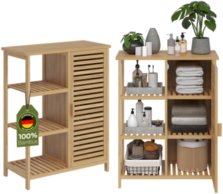 Bellamio 'Newa' Badezimmer Schrank, Bambus, natur, 85x33x66 cm, Badezimmerschrank mit 6 Ablagefächern